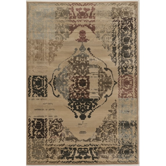 Linon Home Décor Jewel Area Rug Collection, Beige and Rust, 2' x 3'