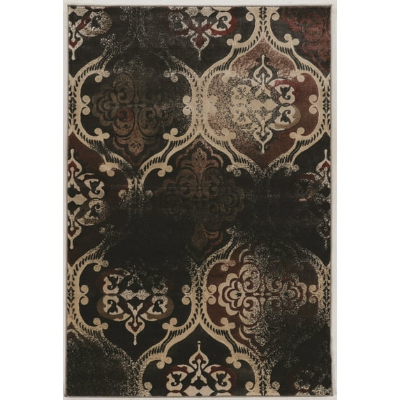Linon Home Décor Jewel Area Rug Collection, Blue and Rust, 2' x 3'