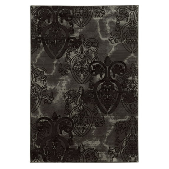 Linon Home Décor Jewel Area Rug Collection, Gray and Black, 5' x 7.6'