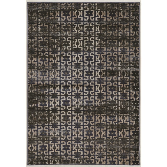 Linon Home Décor Jewel Area Rug Collection, Navy and Beige, 2' x 3'