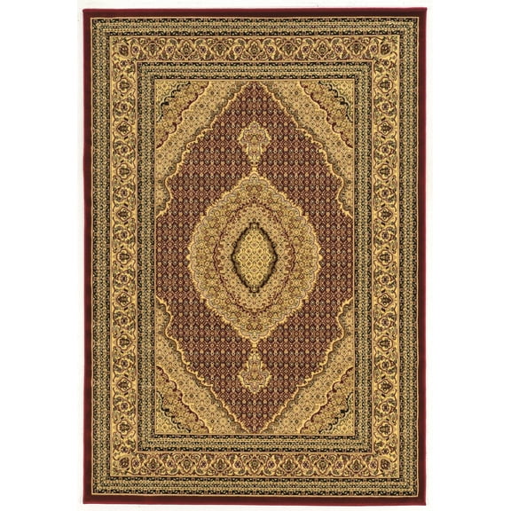 Linon Home Décor Locksley Area Rug Collection, Red and Cream, 8' Round