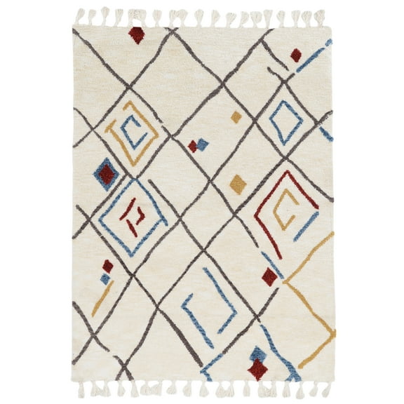 Linon Home Décor Marrakech Area Rug Collection, Ivory and Multi, 5' x 7'