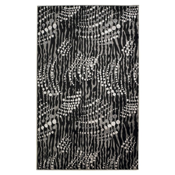 Linon Home Décor Milan Area Rug Collection, Gray and Black, 5' x 7.7"