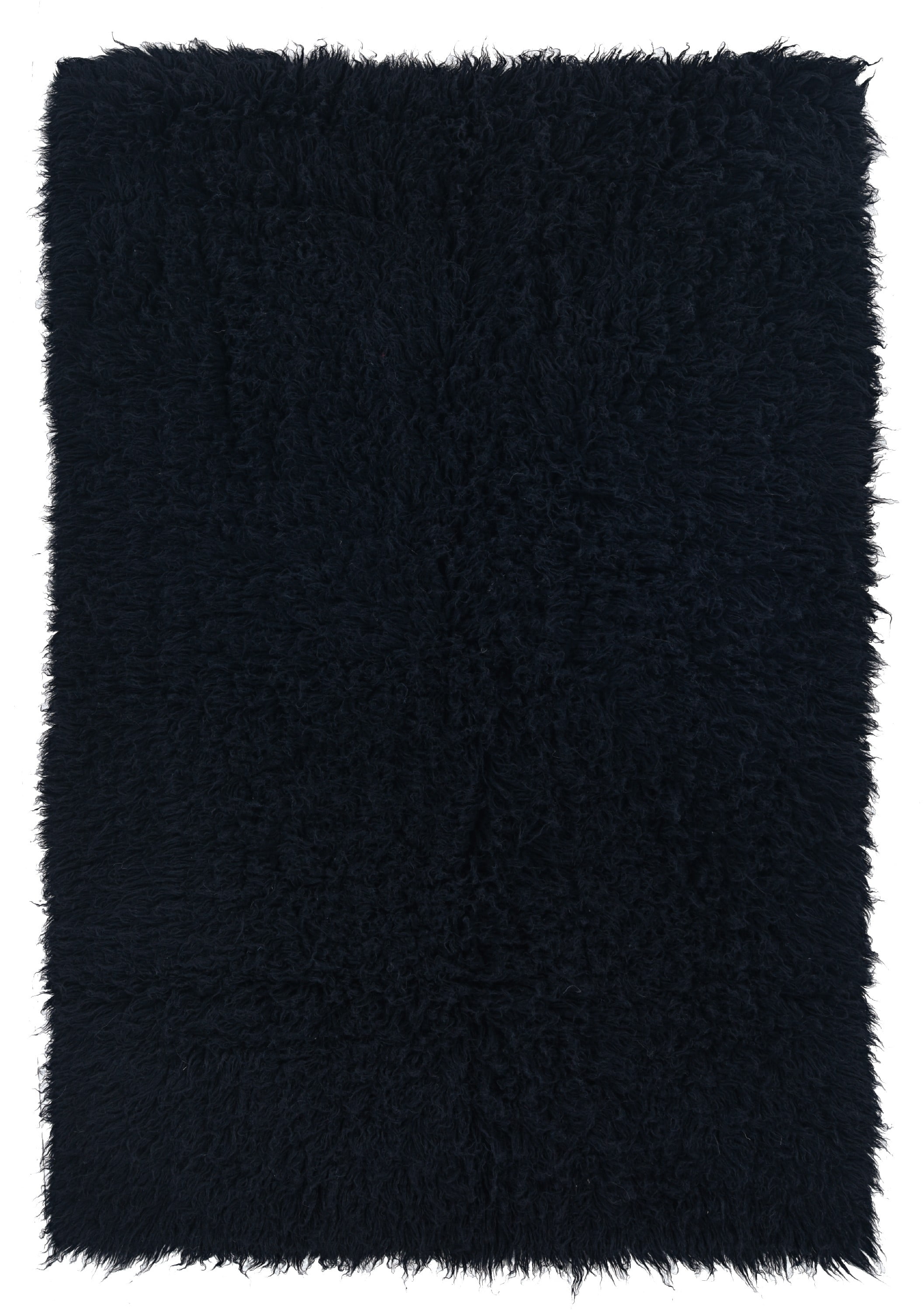 Handmade Black Wool Shag Rug 4' x 6'