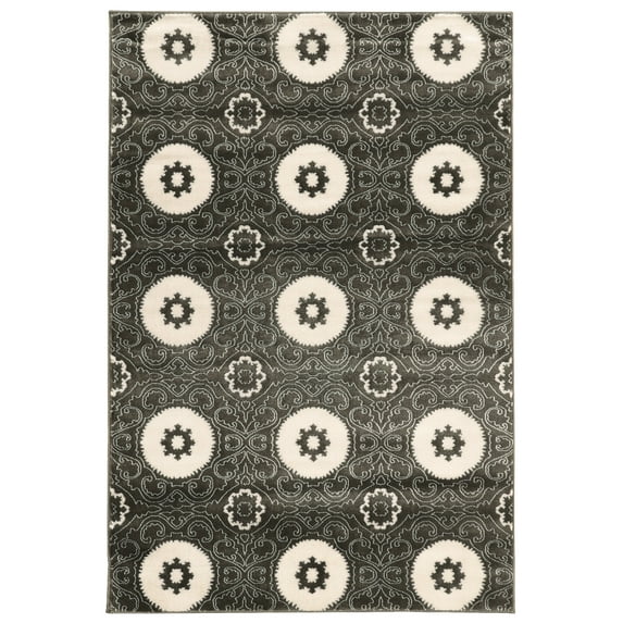 Linon Home Décor Prisma Area Rug Collection, Charcoal and White, 5.25' x 7.5'
