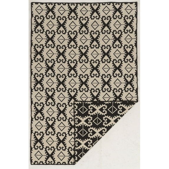 Linon Home Décor Salonika Area Rug Collection, Black and Natural, 5' x 8'