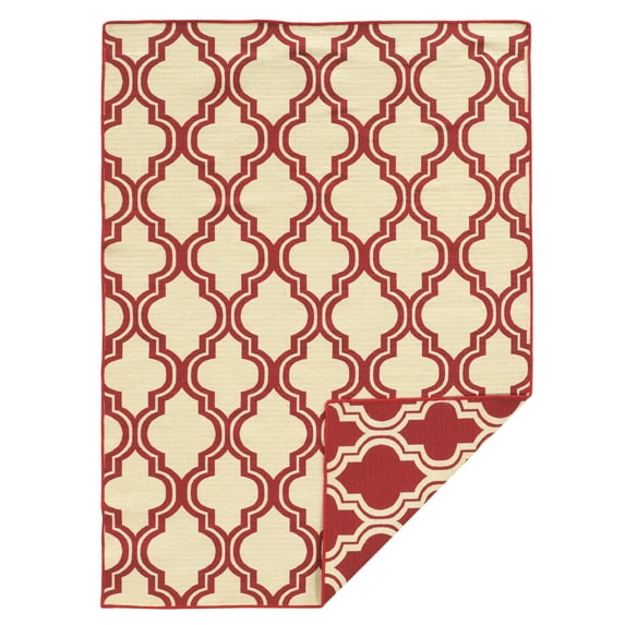 Linon Home Décor Salonika Area Rug Collection, Red and Natural, 5' x 8'