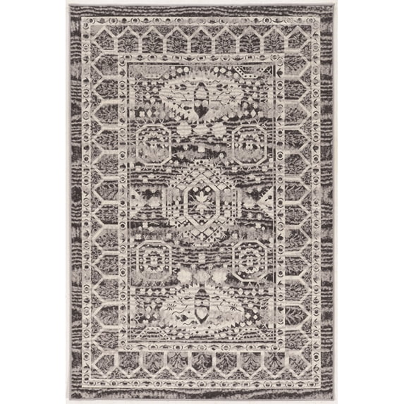 Linon Home Décor Vintage Area Rug or Runner Collection, Gray and Charcoal, 8' x 10'