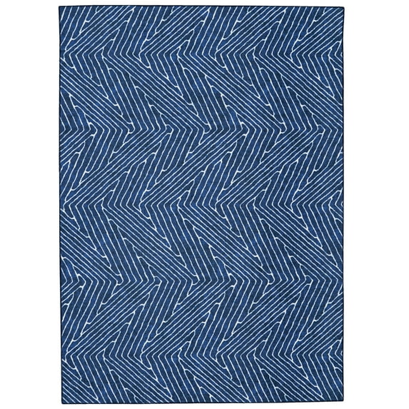 Linon Home Décor Washable Fuller Area Rug or Runner Collection, Blue and Ivory, 3' x 5'