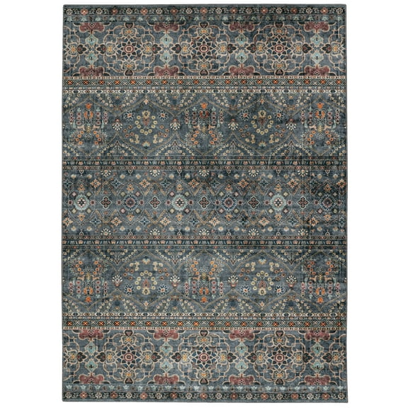 Linon Home Décor Washable Grant Area Rug or Runner Collection, Teal and Ivory, 2' x 3'