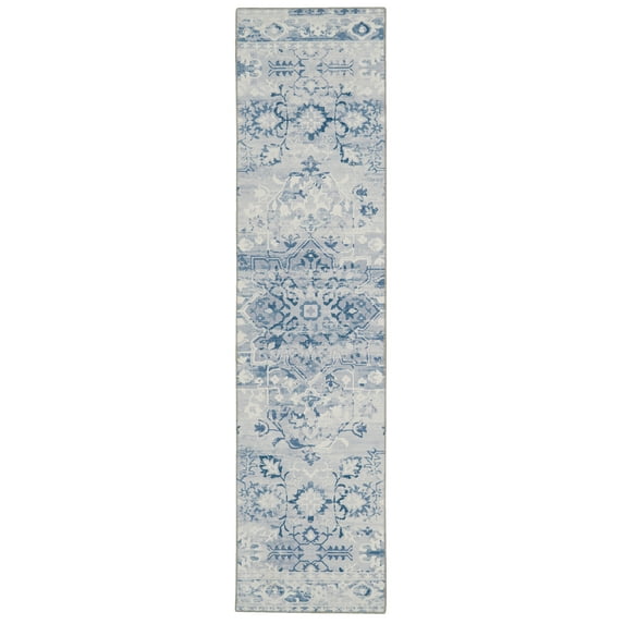 Linon Home Décor Washable Harris Area Rug or Runner Collection, Grey and Ivory, 2' x 8'