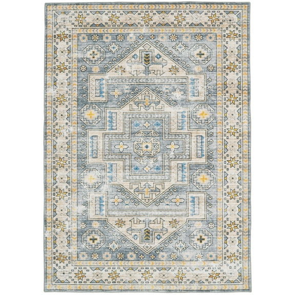Linon Home Décor Washable Parson Area Rug or Runner Collection, Gray and Beige, 5' x 7'