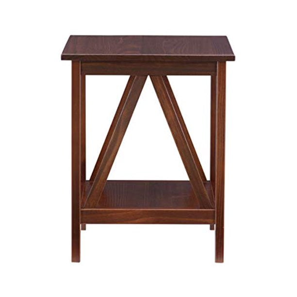 Ellotis Solid Pine Antique Tobacco Square End Table with Shelf