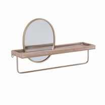 Linon Home Decor  17.25 x 28.75 x 7.88 in. Keating Center Mirror Wall Shelf, Gold & Brown