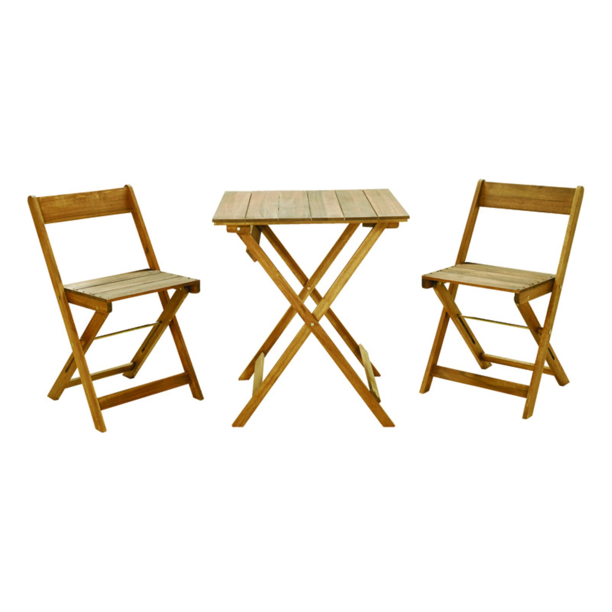 Acacia Wood Compact Brown Bistro Set for Two