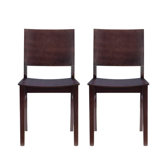 Linon Burke Solid Beechwood Commercial Grade Set of Two Side Chairs in Espresso