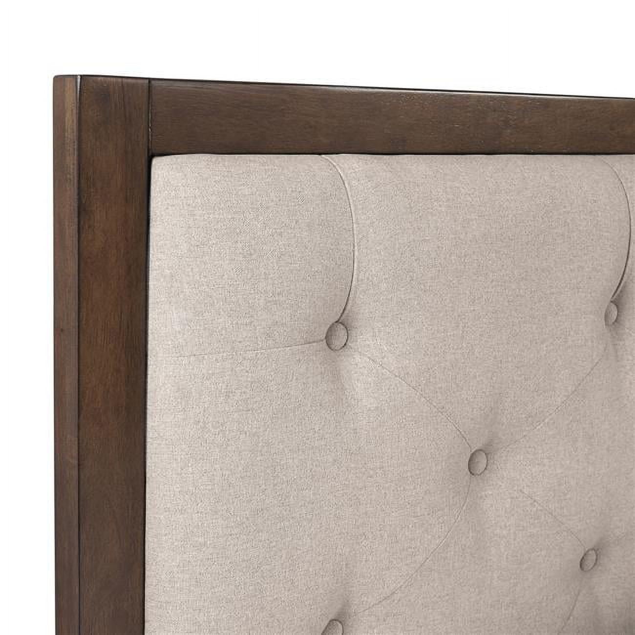 Reid Mid-Century Oatmeal Tufted Queen Platform Bed with Slats