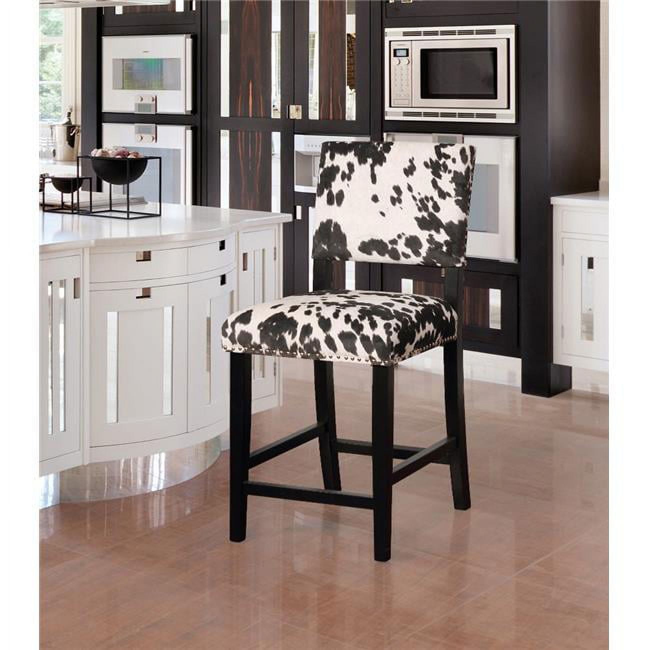 Linon Home Decor Clayton Black Cow Print Counter Stool Black
