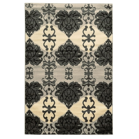 Linon Home Decor Elegance Area Rug Collection, Gray and Ivory, 2' x 3'