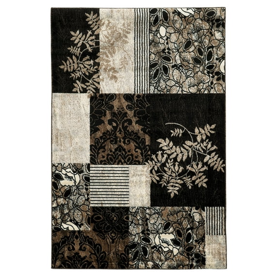 Linon Home Decor Elixir Area Rug Collection, Gray and Cream, 5' x 7'6"