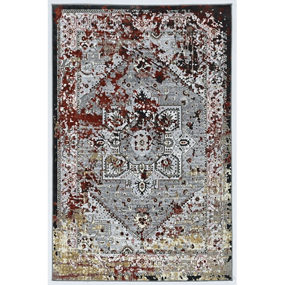Linon Home Decor Elixir Area Rug Collection, Gray and Cream, 5' x 7'6"