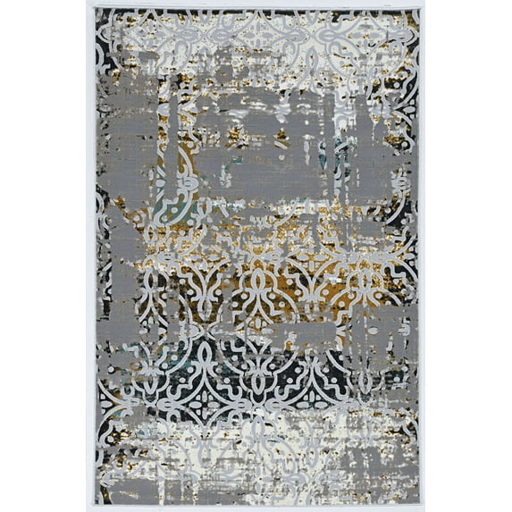 Linon Home Decor Elixir Area Rug Collection, Gray and Turquoise, 2' x 3'