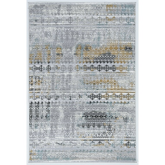 Linon Home Decor Elixir Area Rug Collection, Gray and Turquoise, 8' x 10'6"