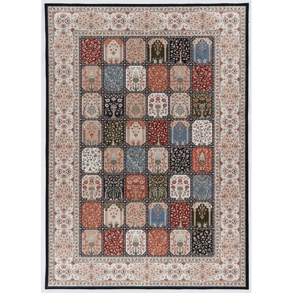 Linon Home Decor Emerald Area Rug Collection, Black and Ivory, 5' x 7'