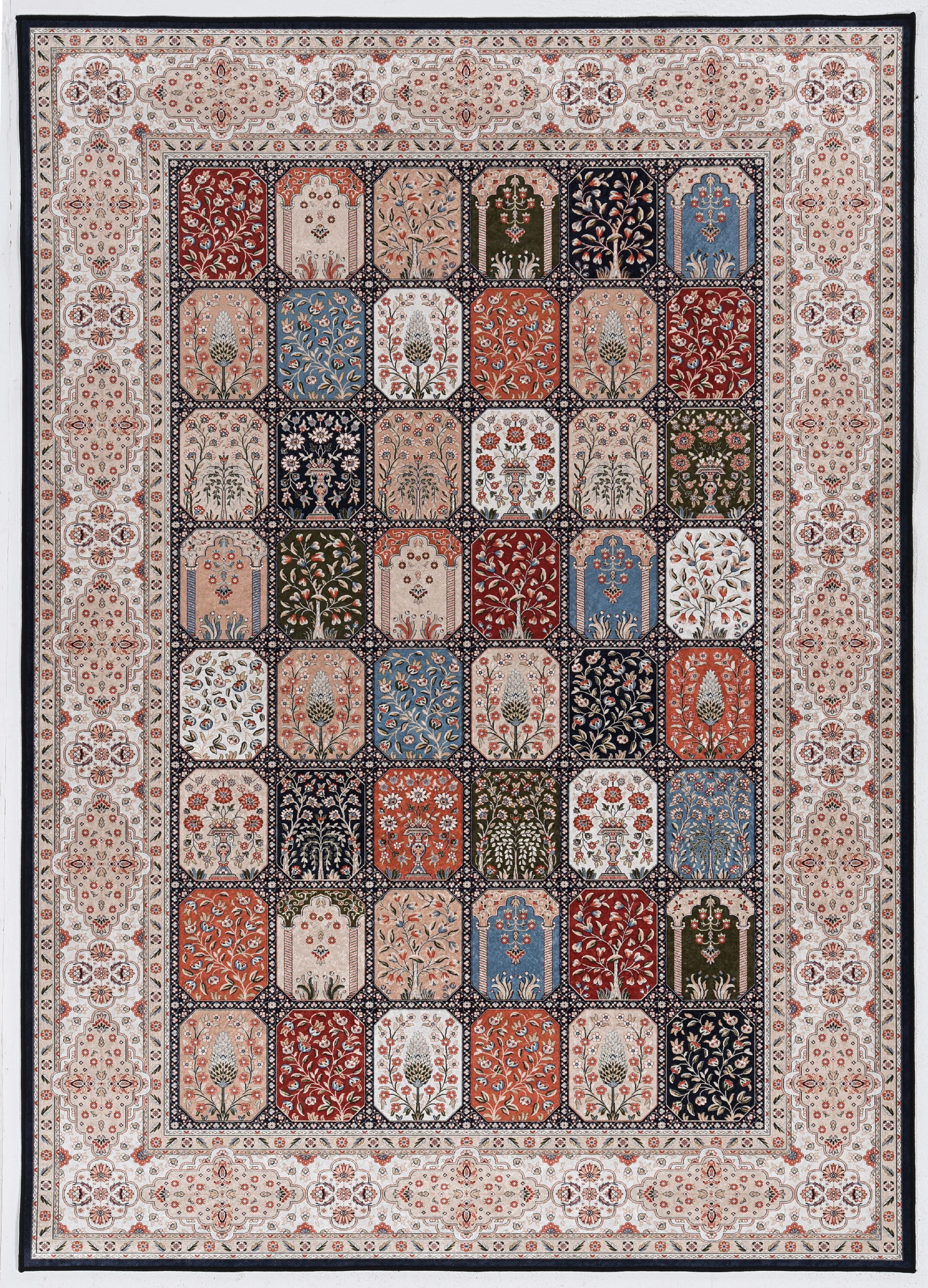 Emerald 6'7" x 9'7" Black Silk Synthetic Rectangular Rug