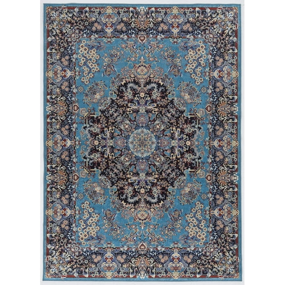 Linon Home Decor Emerald Area Rug Collection, Blue and Navy, 5' x 7'