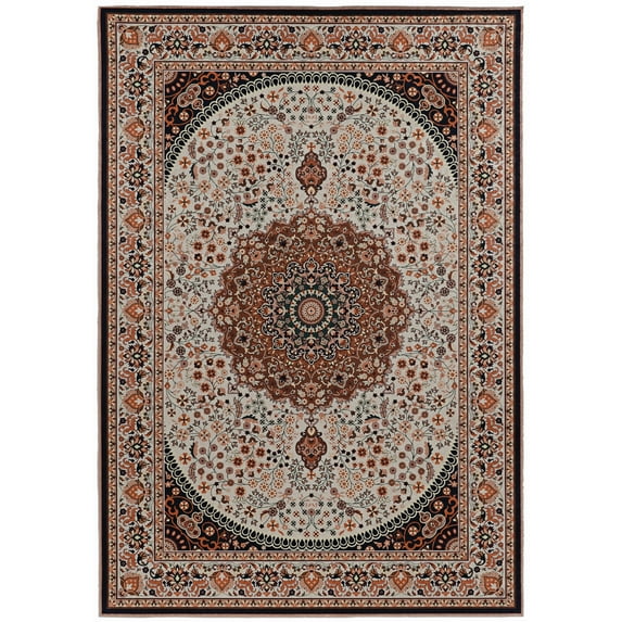 Linon Emerald Cream and Copper 5' x 7' Area Rug