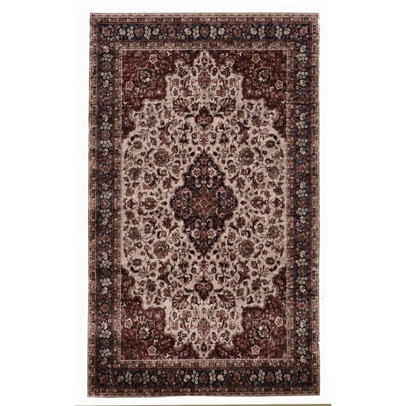 Linon Home Decor Emerald Area Rug Collection, Cream and Rust, 2'2" x 3'2"