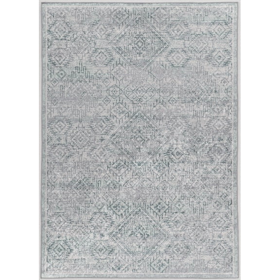 Linon Home Decor Emerald Area Rug Collection, Gray and Blue, 2'2" x 3'2"