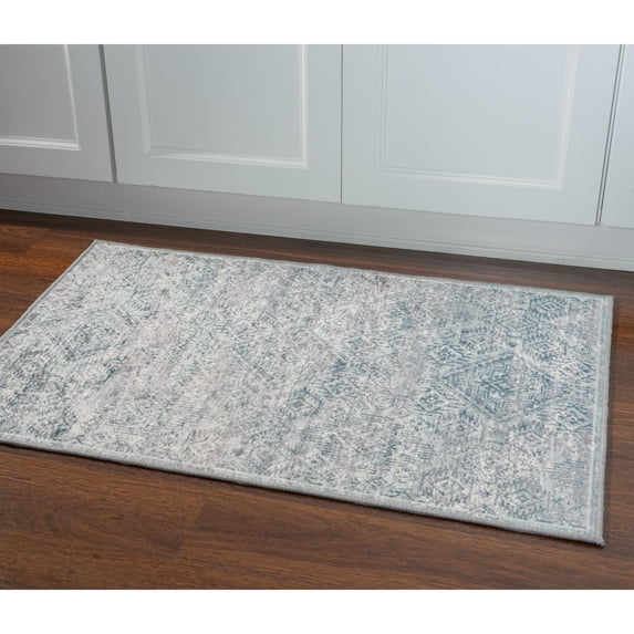 Contemporary Home Living 2.25' x 3.25' Tribal Diamond Rectangular Area Throw Rug - Gray and Blue