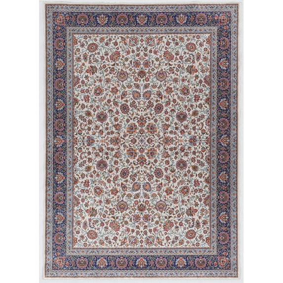 Linon Emerald Ritchie Ivory & Blue 5x7 Area Rug