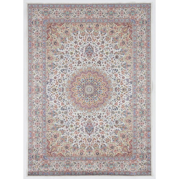 Linon Home Decor Emerald Area Rug Collection, Ivory and Blue, 5' x 7'