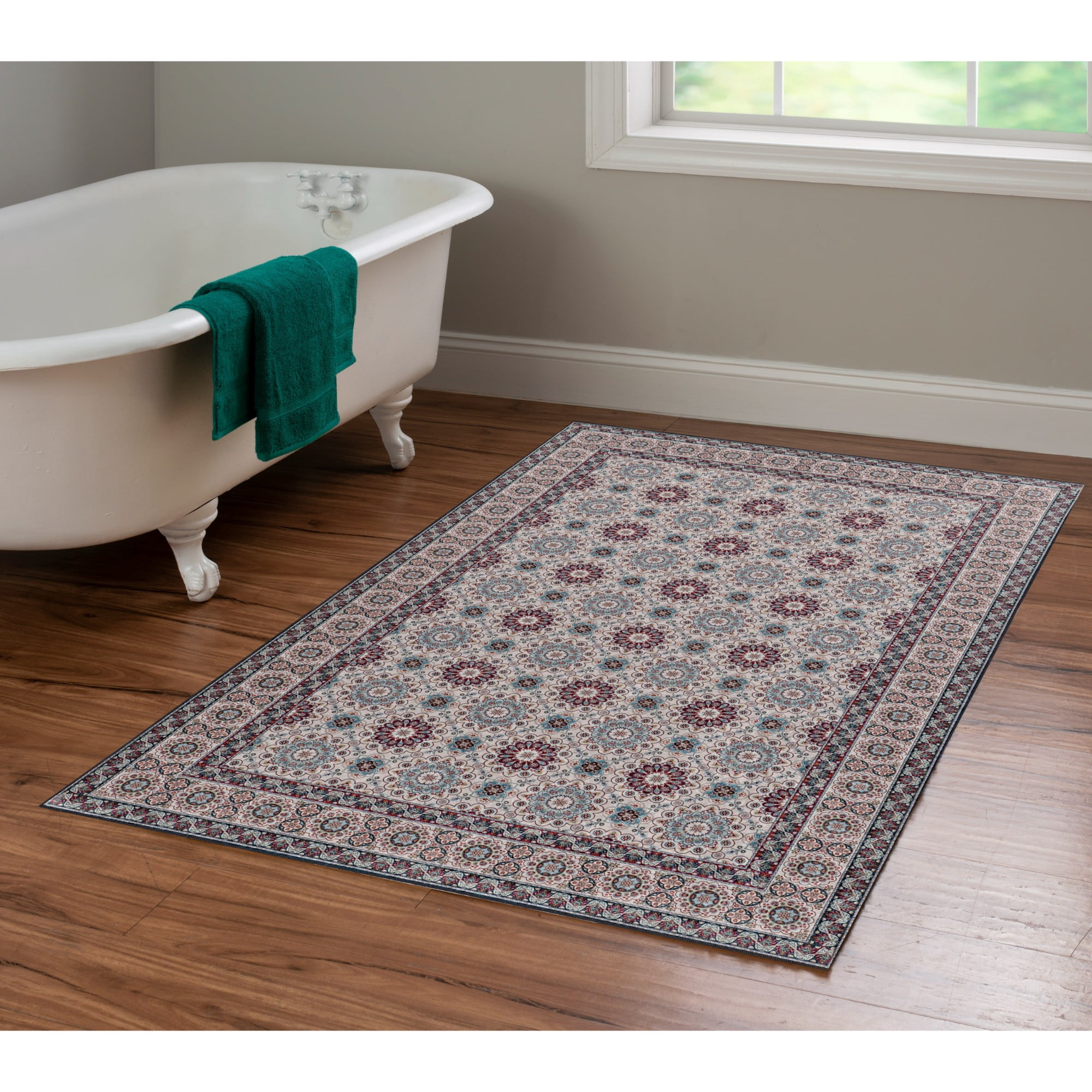 Raspberry Throw Rug Contemporary Home Living 3.25' x 5' Floral Rosette Medallions Area ...