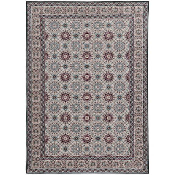 Linon Emerald Ivory and Raspberry, 6'7" x 9'7" Area Rug