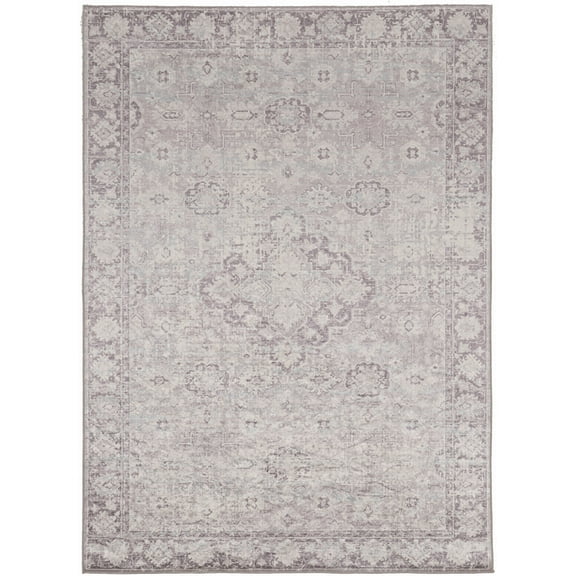 Linon Home Decor Emerald Area Rug Collection, Ivory and Thistle, 5' x 7'