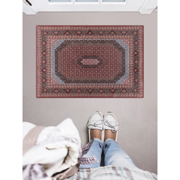 Contemporary Home Living 2.25' x 3.25' Octagonal Medallion Rectangular Area Throw Rug - Red and Blue