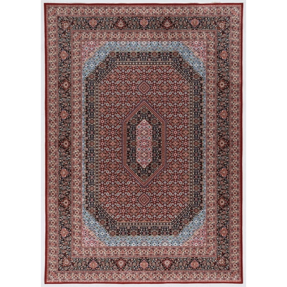 Linon Home Decor Emerald Area Rug Collection, Red and Blue, 6'7" x 9'7"