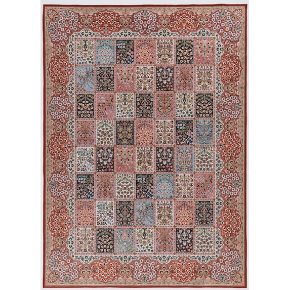 Linon Home Decor Emerald Area Rug Collection, Red and Ivory, 5' x 7'