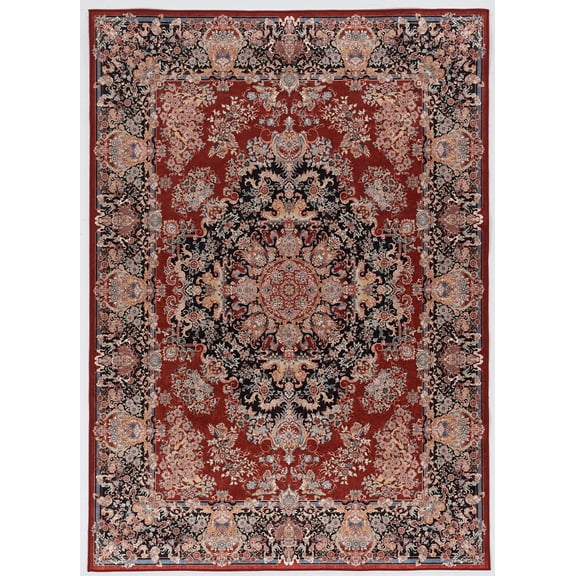 Linon Emerald Red and Navy, 5' x 7' Area Rug