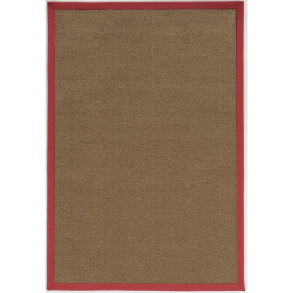 Linon Home Decor Faux Sisal Area Rug or Runner Collection, Brown and Red, 3' x 5'