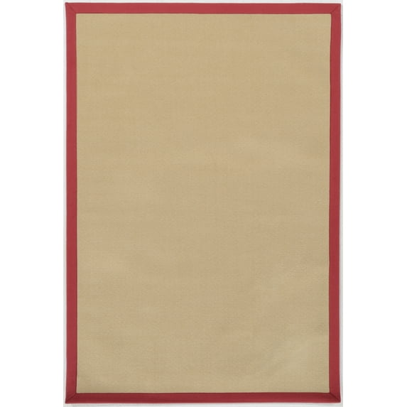 Linon Home Decor Faux Sisal Area Rug or Runner Collection, Natural and Red, 9' x 12'