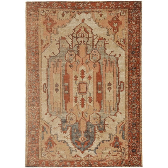 Linon Home Decor Great Zero Area Rug Collection, Ivory and Rust, 8' x 10'