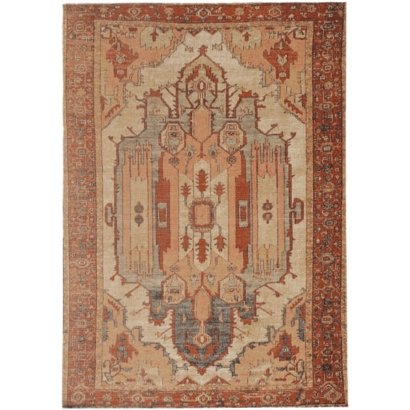 Linon Home Decor Great Zero Area Rug Collection, Ivory and Rust, 8' x 10'