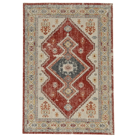 Linon Home Decor Great Zero Area Rug Collection, Ivory and Rust, 8' x 10'