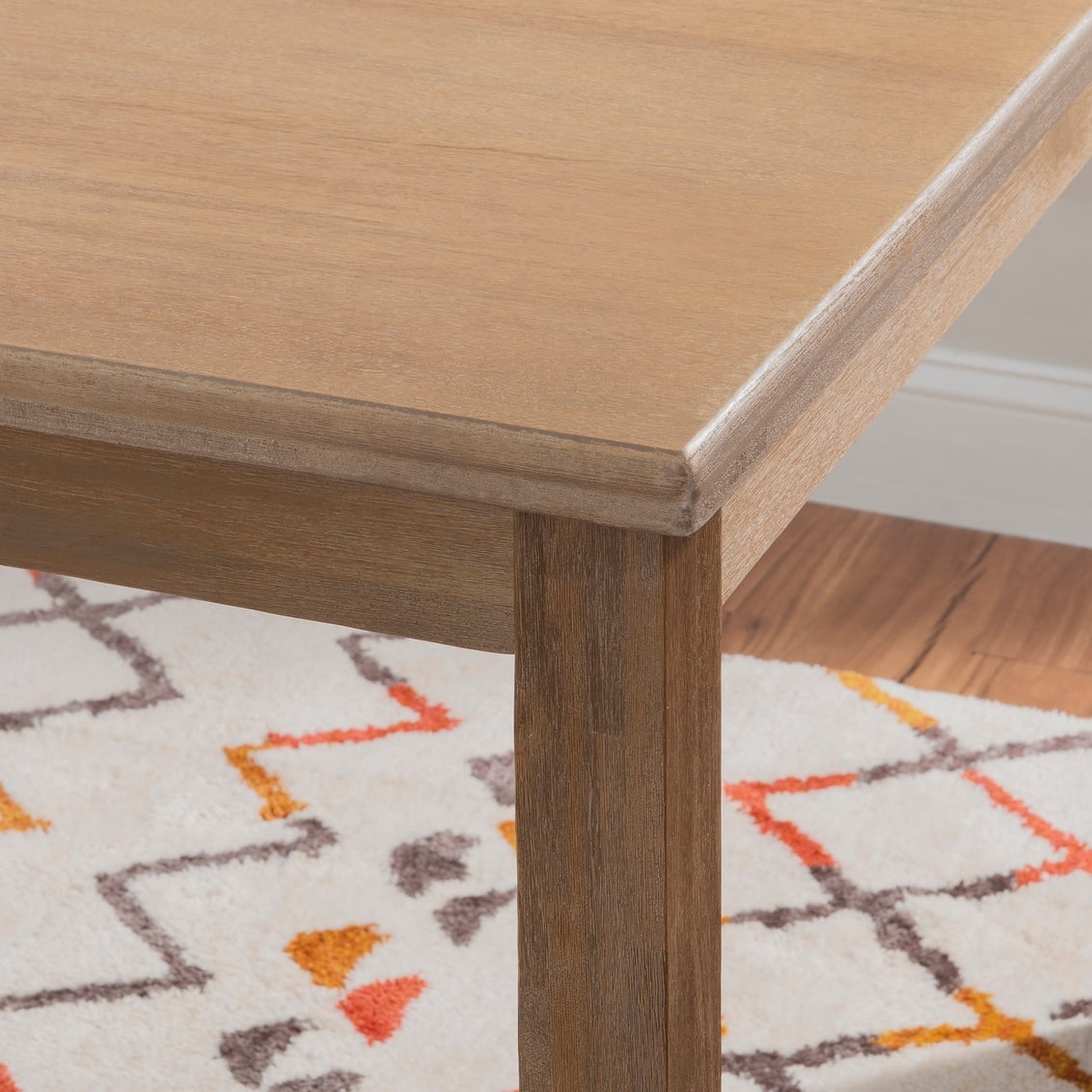 Greywash Acacia Wood Dining Set with Beige Cotton Linen Upholstery