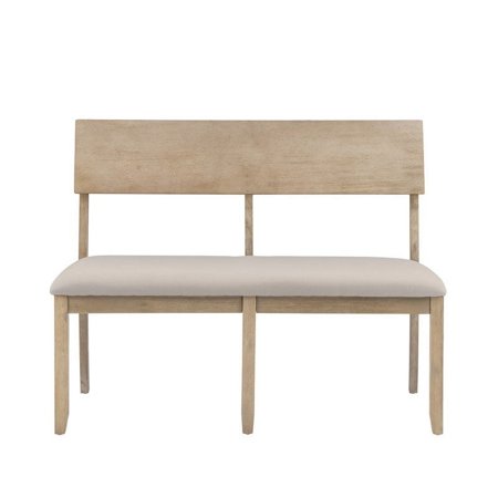 Linon Home Decor Jepson Boho Open Back Dining Bench Greywash/Grey